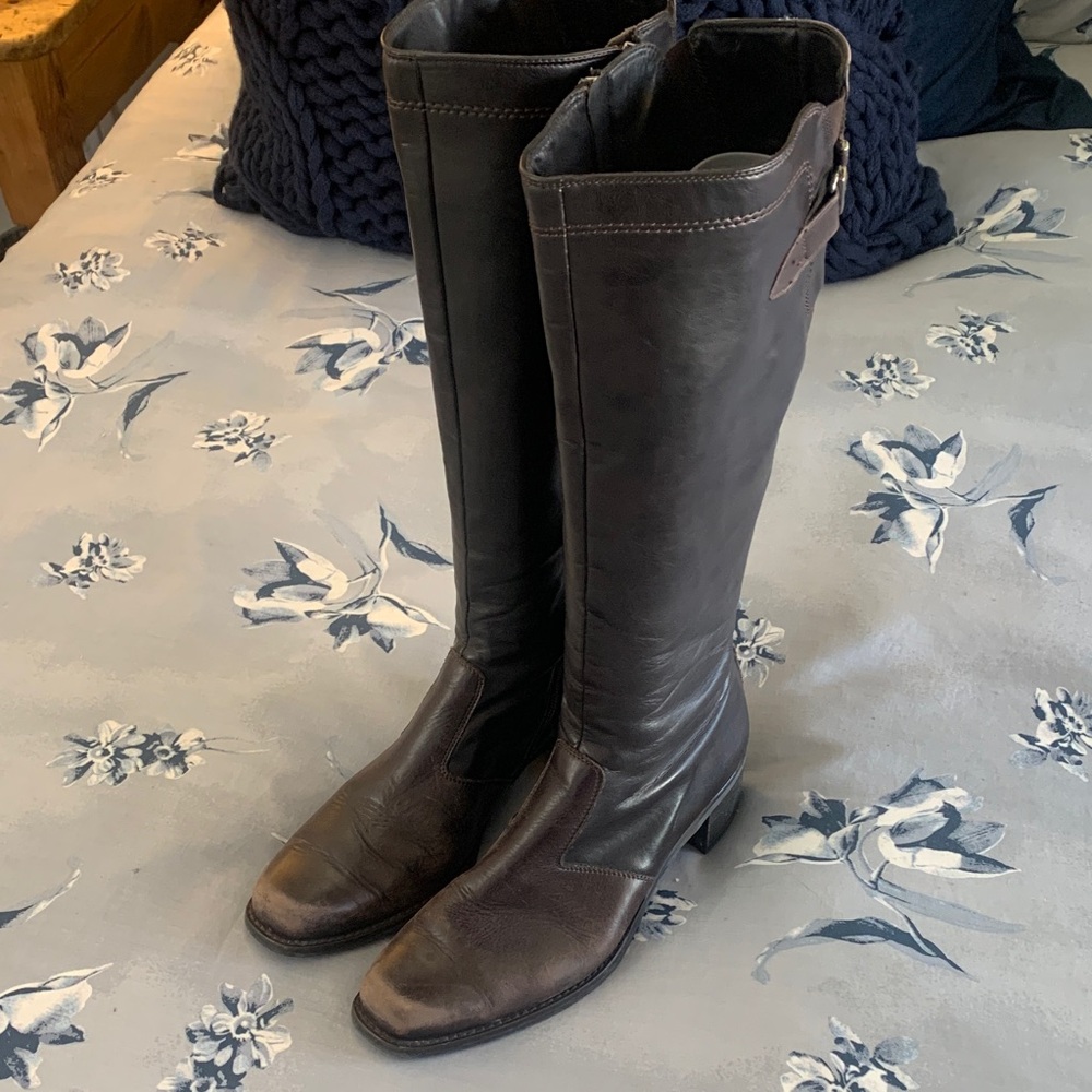 Paul Green Chocolate Leather Knee-High Boots